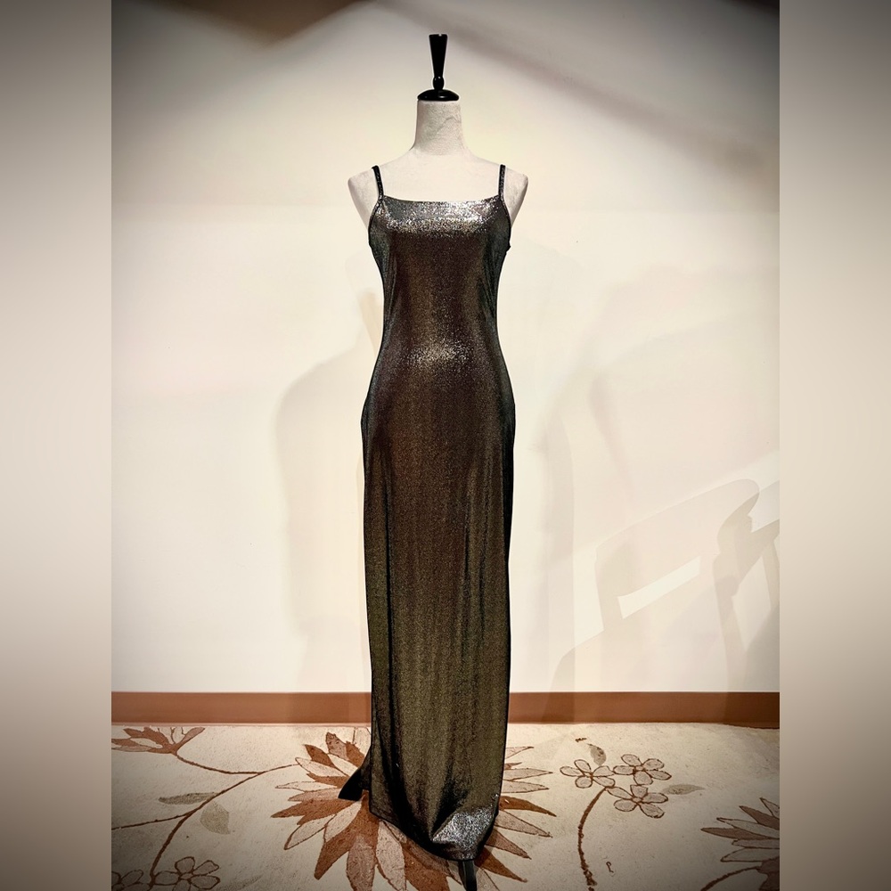 Black and Silver Velveteen Dress - 90’s/Y2K